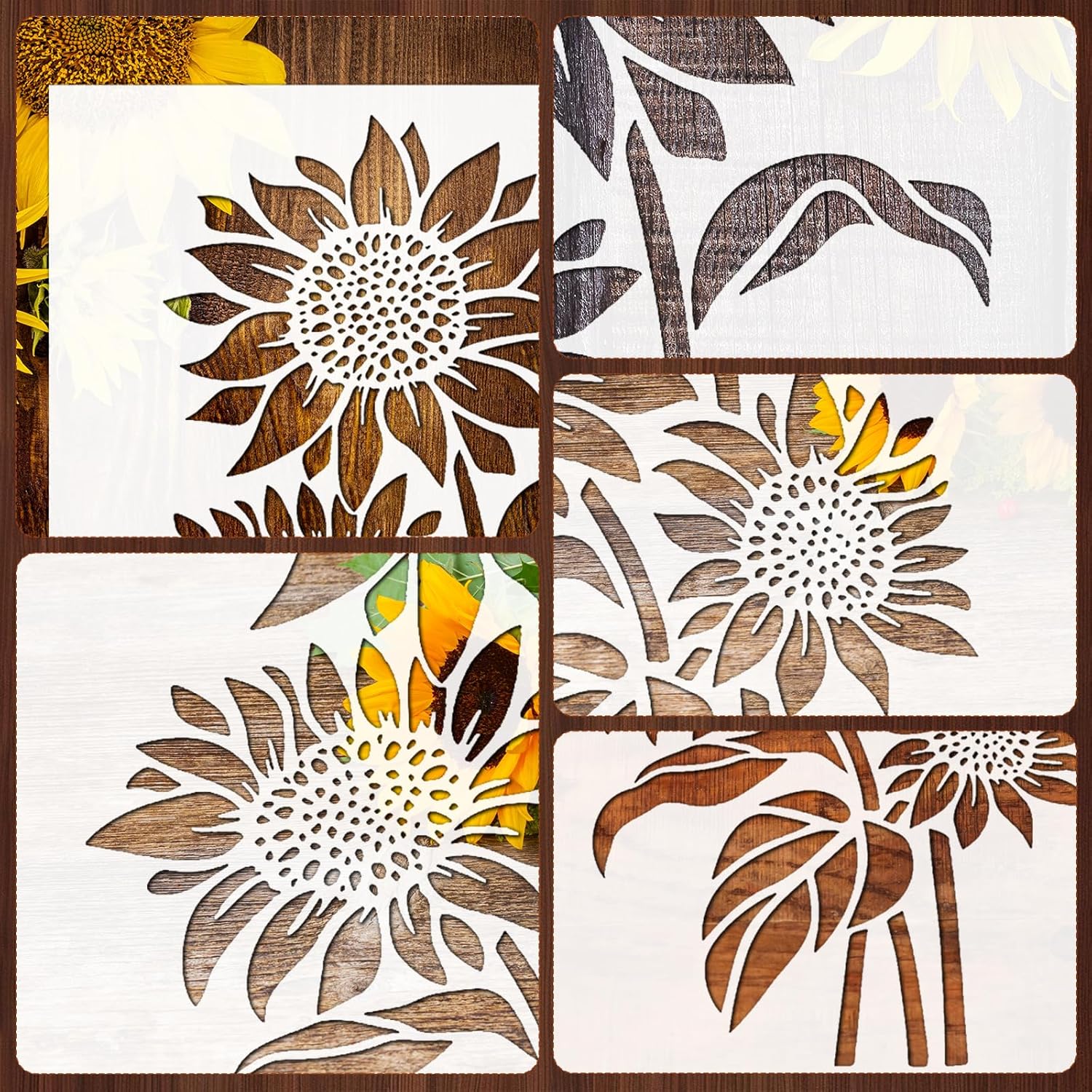 Durable stencil template for sunflower-themed crafts