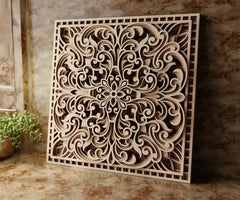 square mandala wall art wooden