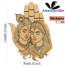 American Elm Radha Krishna MDF Cutout Pre Marked Wooden Hand Design for Wall Decor DIY Painting & Spiritual Craft