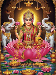 Cliths Laxmi Maa Wall Art Hindu Metal Print for Home, Office, Living Room Decor Divine Aluminum Frame with HD Waterproof Print, Festival Gift