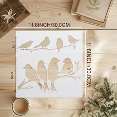 Cliths Birds on Branch Stencil Reusable Painting Template for Walls Fabric Wood DIY Art Craft (Pack of 1)