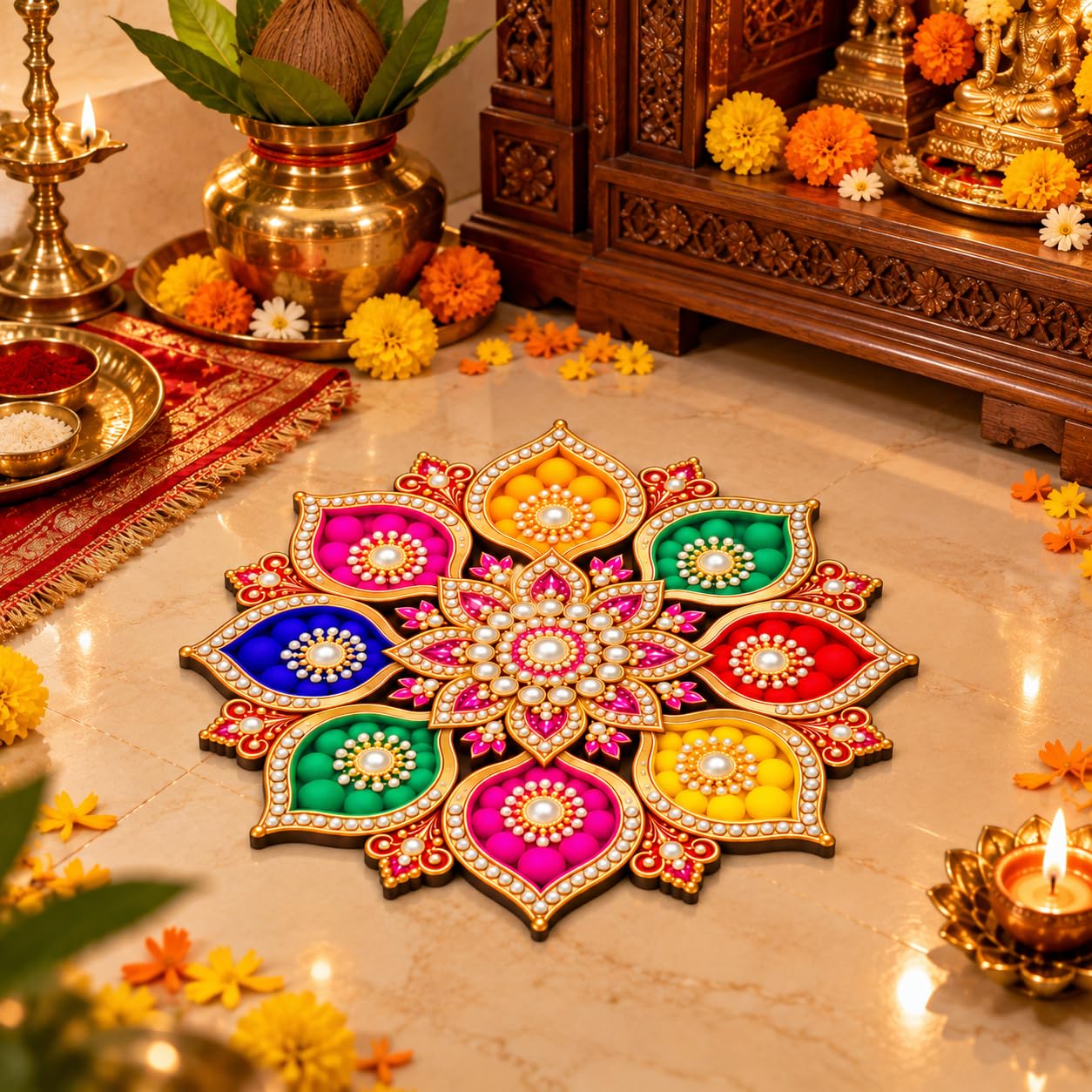 Diwali table top decoration with mandala design