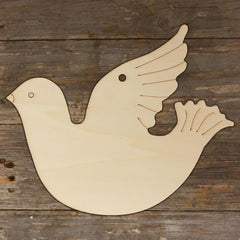 Wooden dove shape on a wooden background