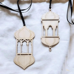 Cliths Set of 2 Wooden Lanterns Ramadan Decor DIY Paintable Wall Hanging Eid Mubarak Islamic Muslim Festival Gift