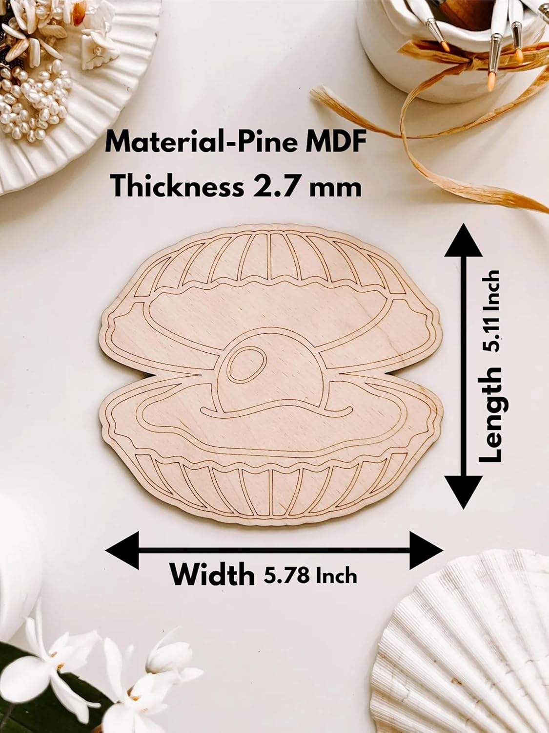Buy 5 Piece Wooden Shell Craft Set MDF Coloring Shapes on cliths – Cliths