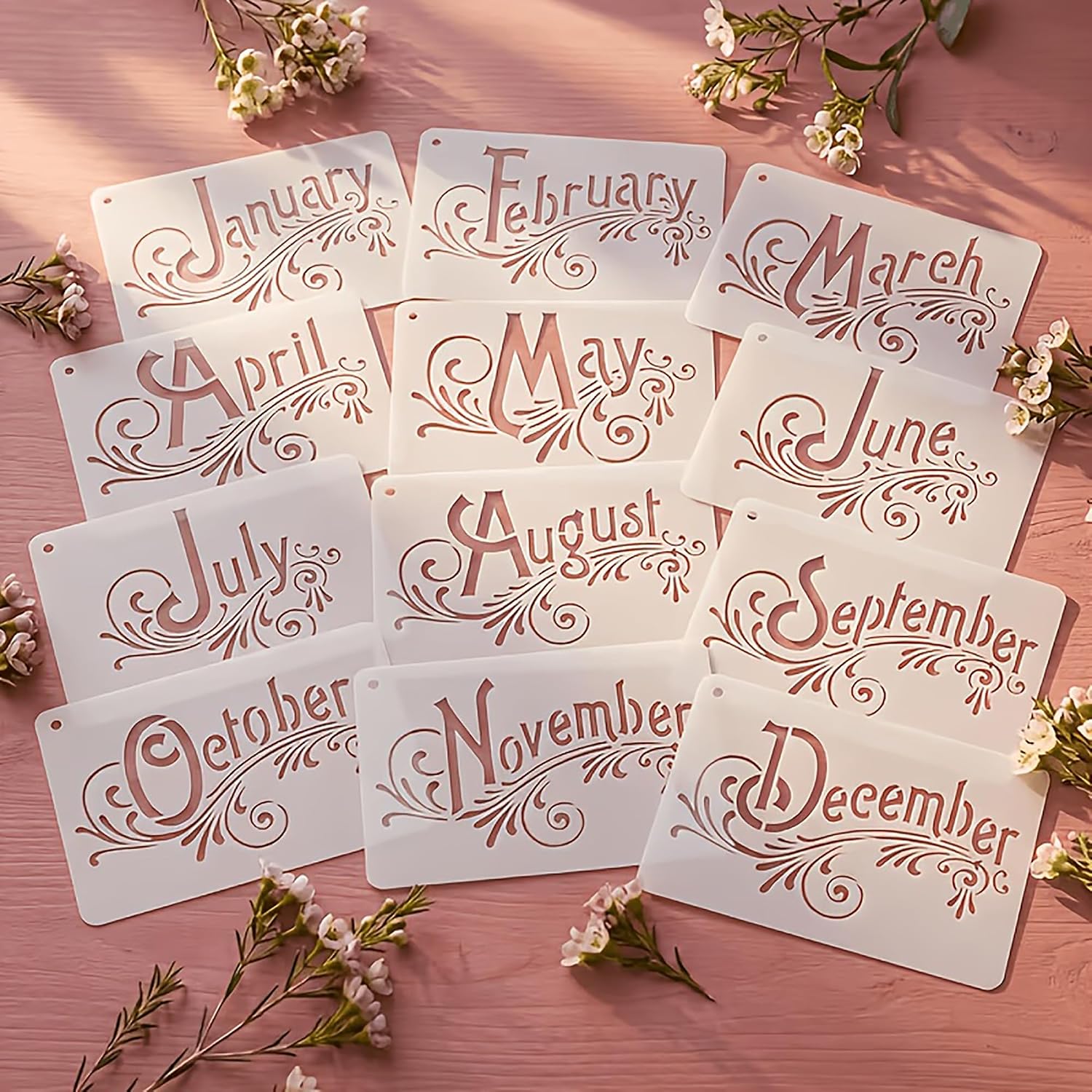 month name painting stencil set