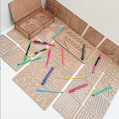 Educational wooden magic ruler stencil set for children