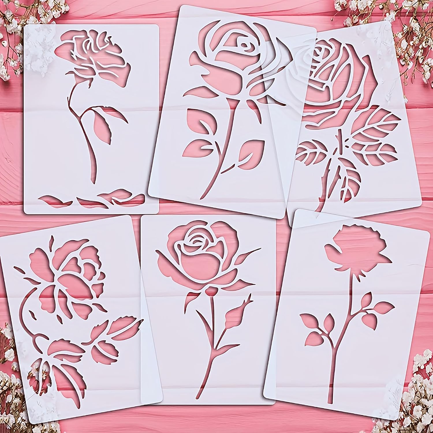 rose stencil for wall and canvas painting