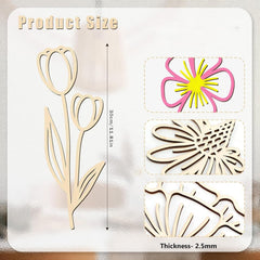 Set of floral metal dies with a measurement scale on a white background