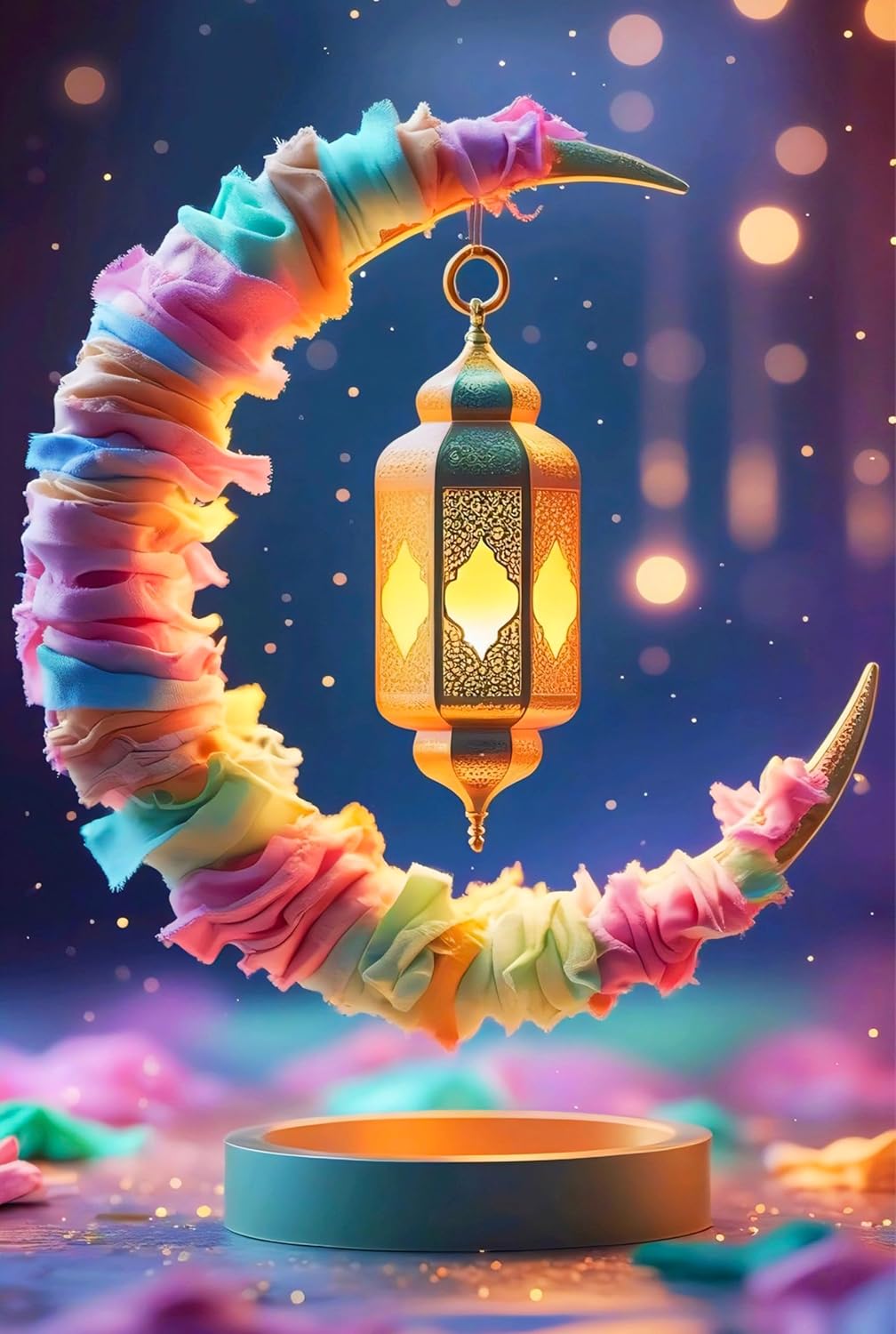 Cliths Islamic Moon Metal Wall Art Ramadan Eid Decor Aluminum Moon Muslim Home Office Decoration