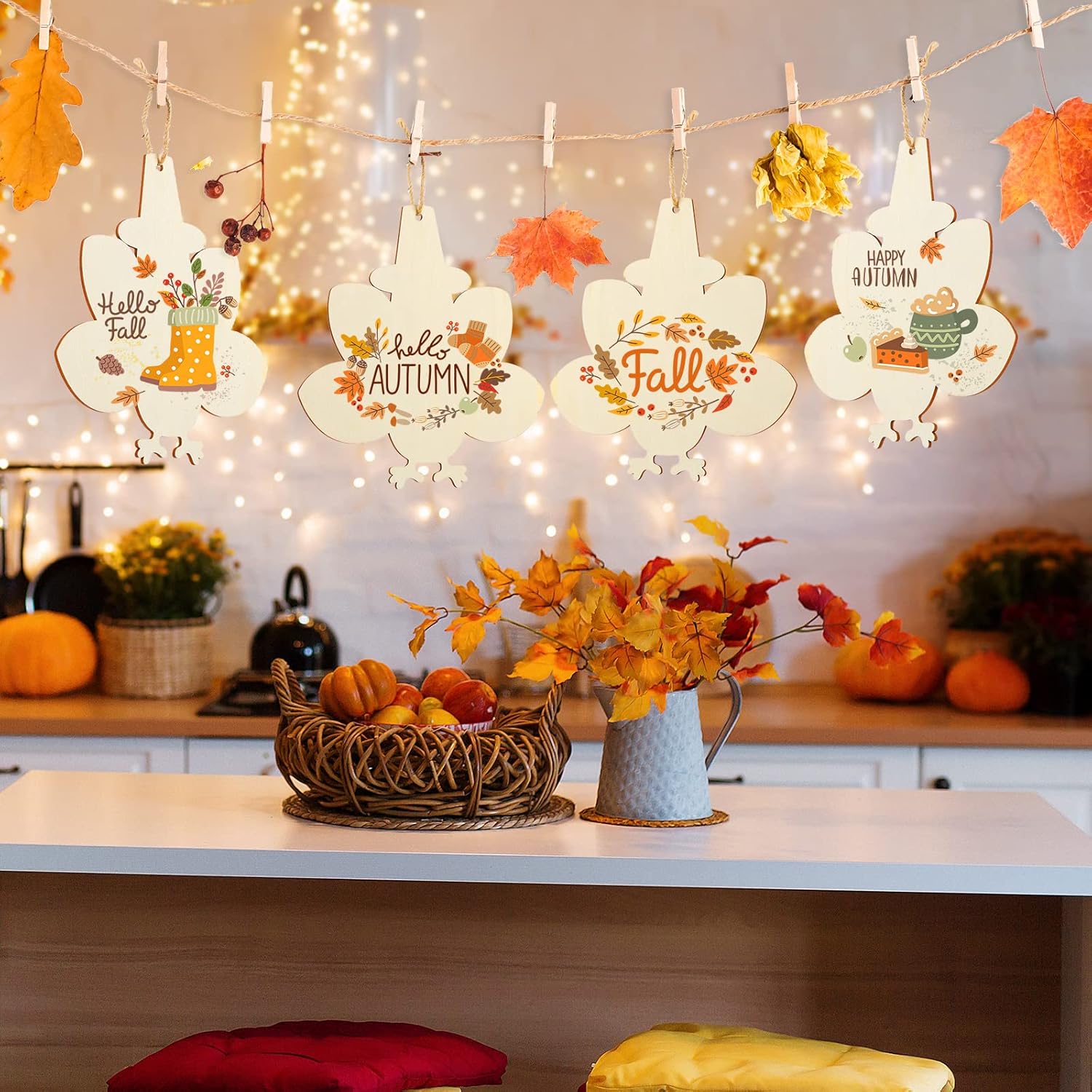 american elm wooden turkey ornaments