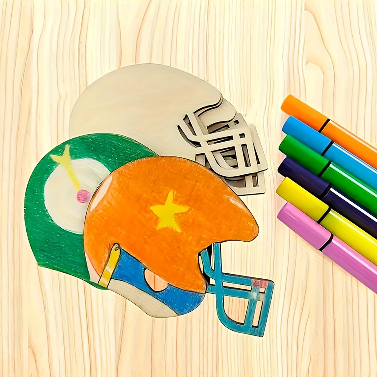 wooden football helmet cutouts