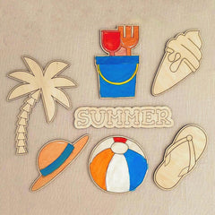 Paintable natural timber summer decor for creative kids