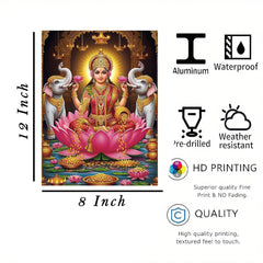 Cliths Laxmi Maa Wall Art Hindu Metal Print for Home, Office, Living Room Decor Divine Aluminum Frame with HD Waterproof Print, Festival Gift