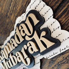 Cliths Ramadan Mubarak Sign Boho Wooden Decor Islamic Table Display Eid Mubarak Home Decoration