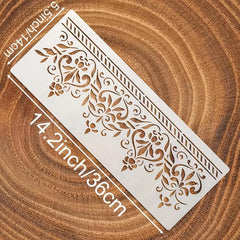 Cliths 2 Pcs Border Stencil Template for Painting Brocade Design Reusable Plastic Craft Templates for Wall Fabric Furniture Canvas Wood DIY Home Decor Projects