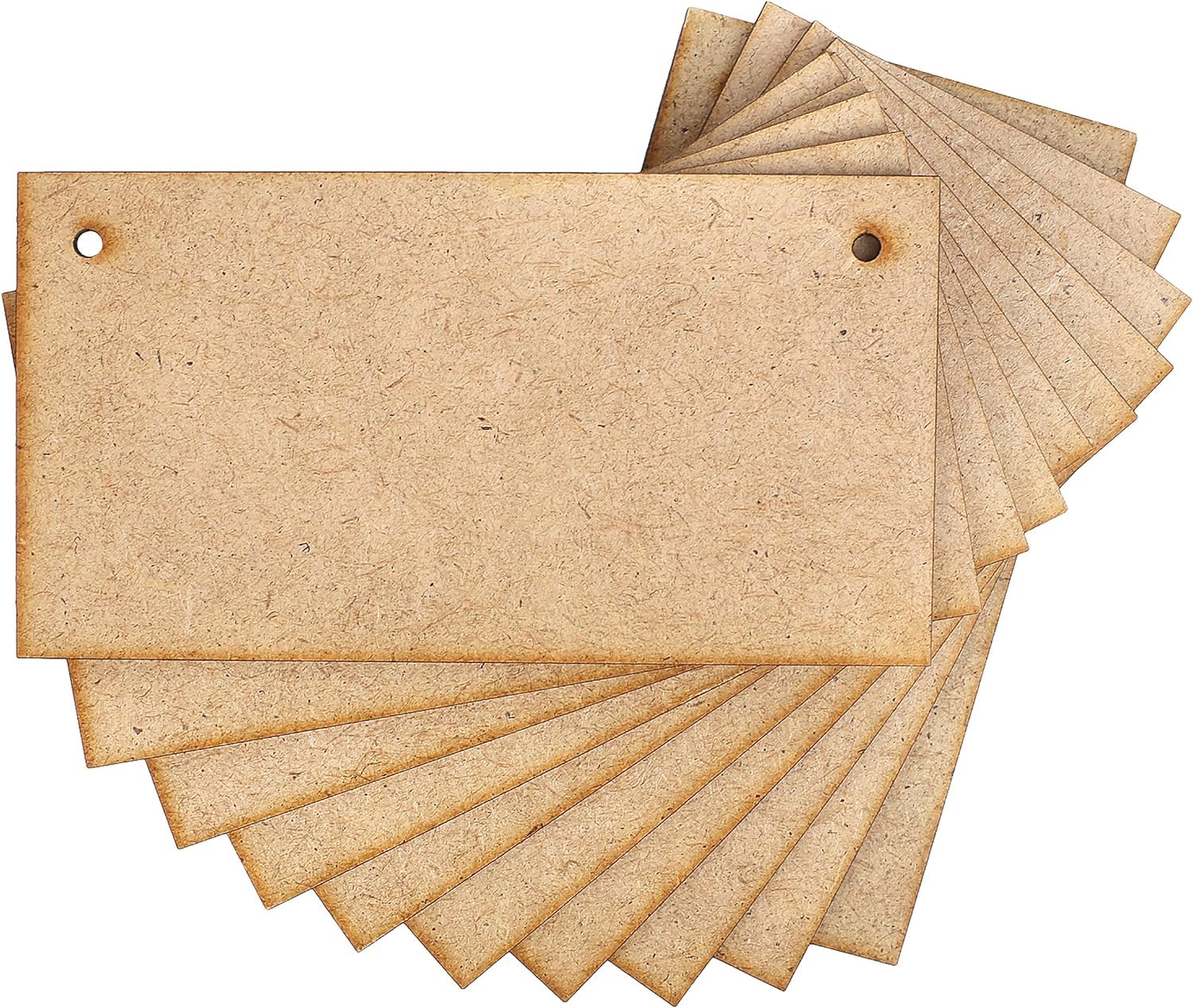 Set of brown paper tags with holes on a white background