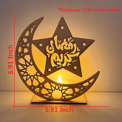 Cliths Ramadan Mubarak Wooden Moon & Star Decor Islamic Eid Al Adha Home Ornament Muslim Festival