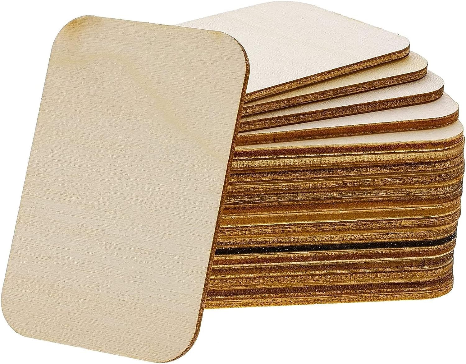 Stack of wooden coasters with a plain background