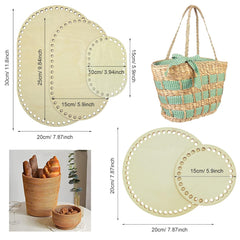 Woven baskets and coasters with dimensions on a white background