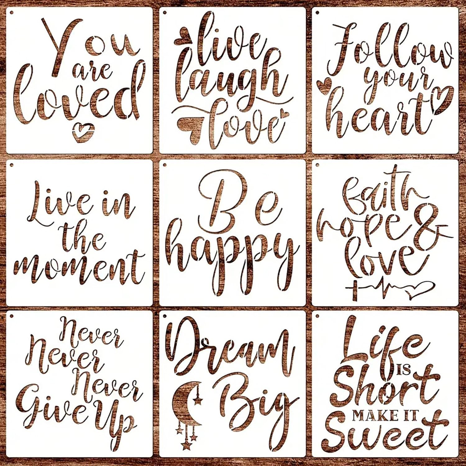 Inspirational quote stencils