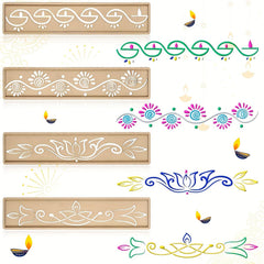wooden diwali stencil set 30x6 cm