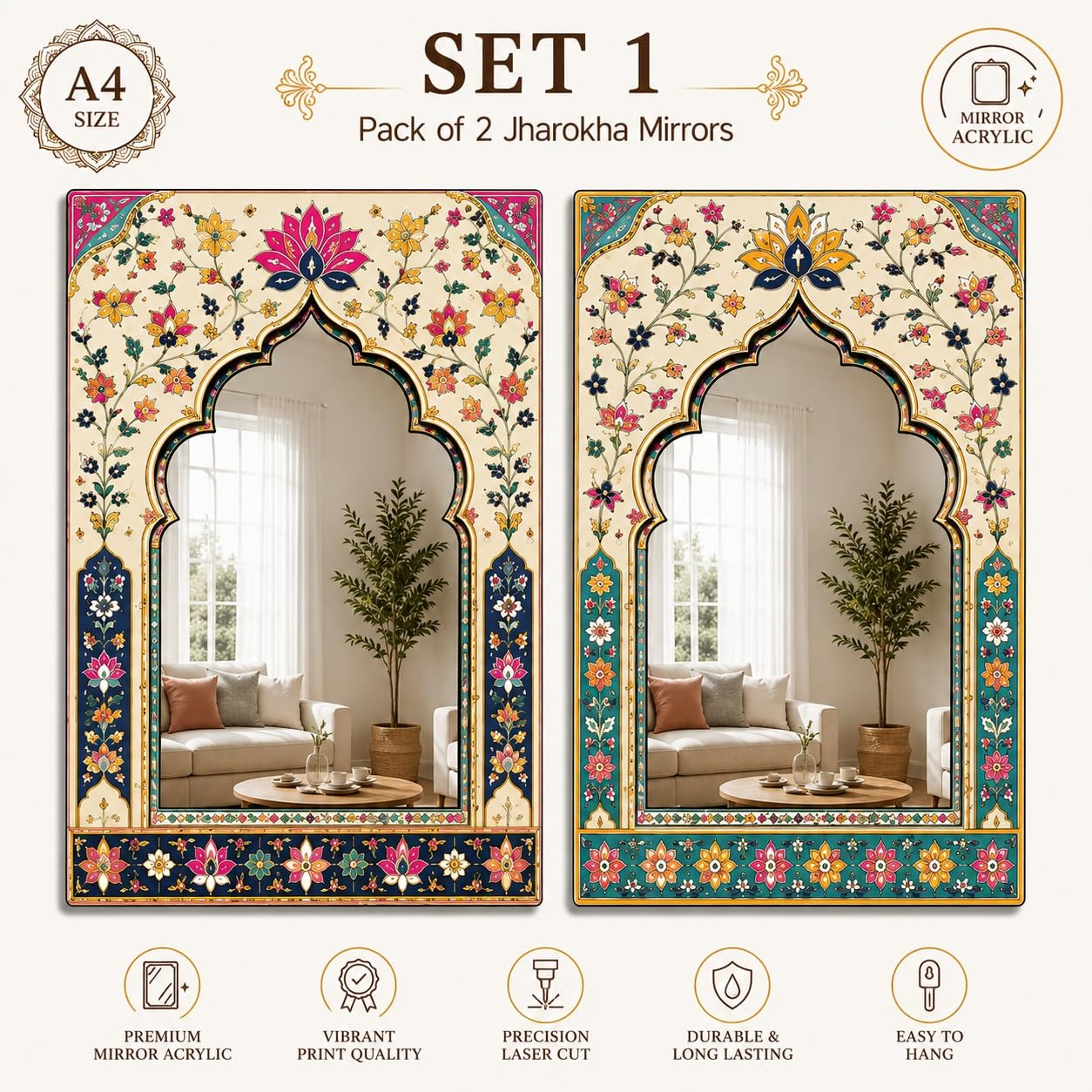 Pack of 2 Arch Mirror Wall Hanging