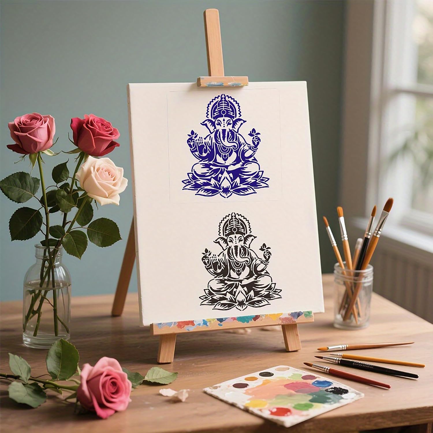 ganesha stencil for fabric painting