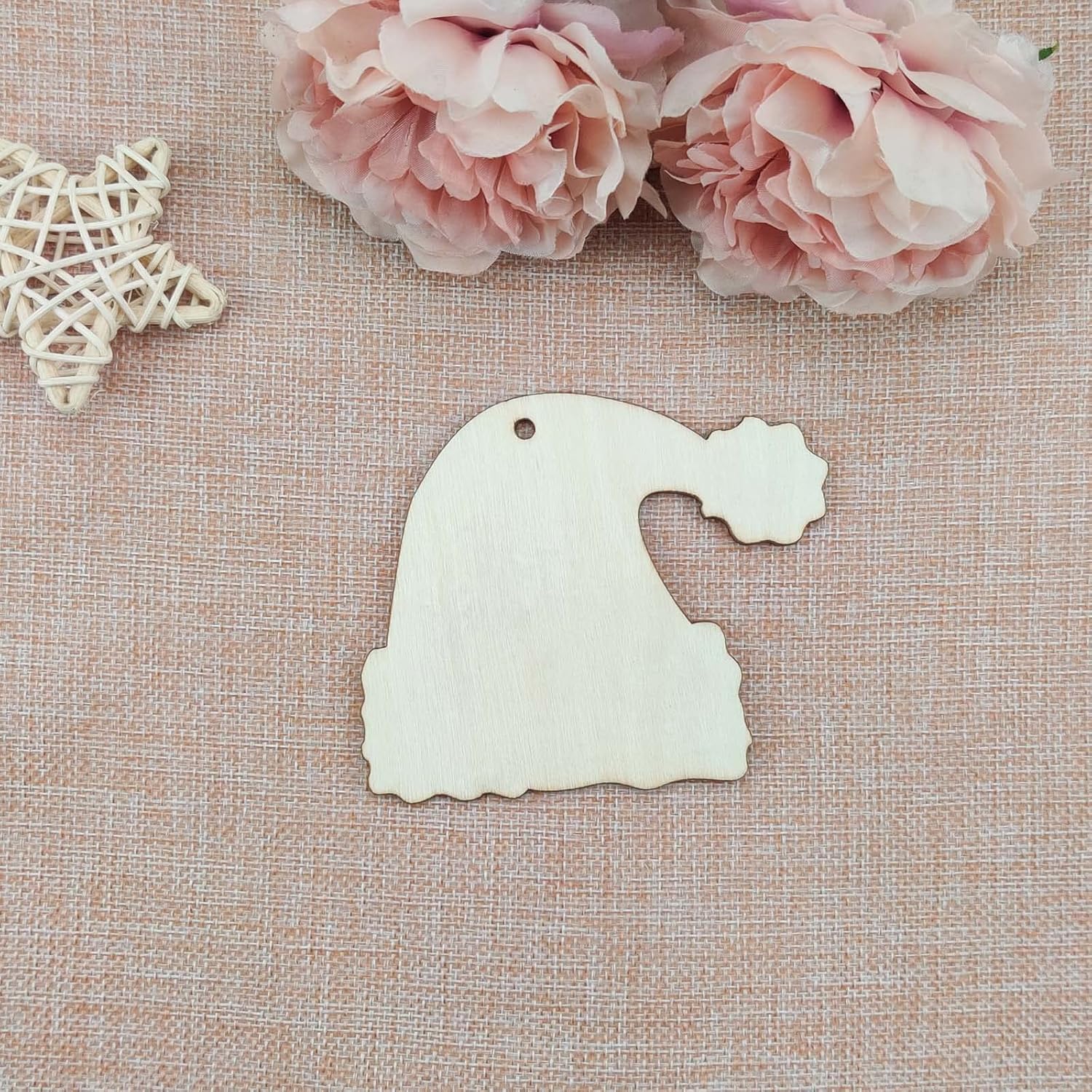 Santa hat wood tags for gift wrapping and décor