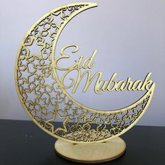 Cliths Wooden Ramadan Mubarak Sign Eid Mubarak Islamic Wall Sign for Home Table Decor Festivals & Events