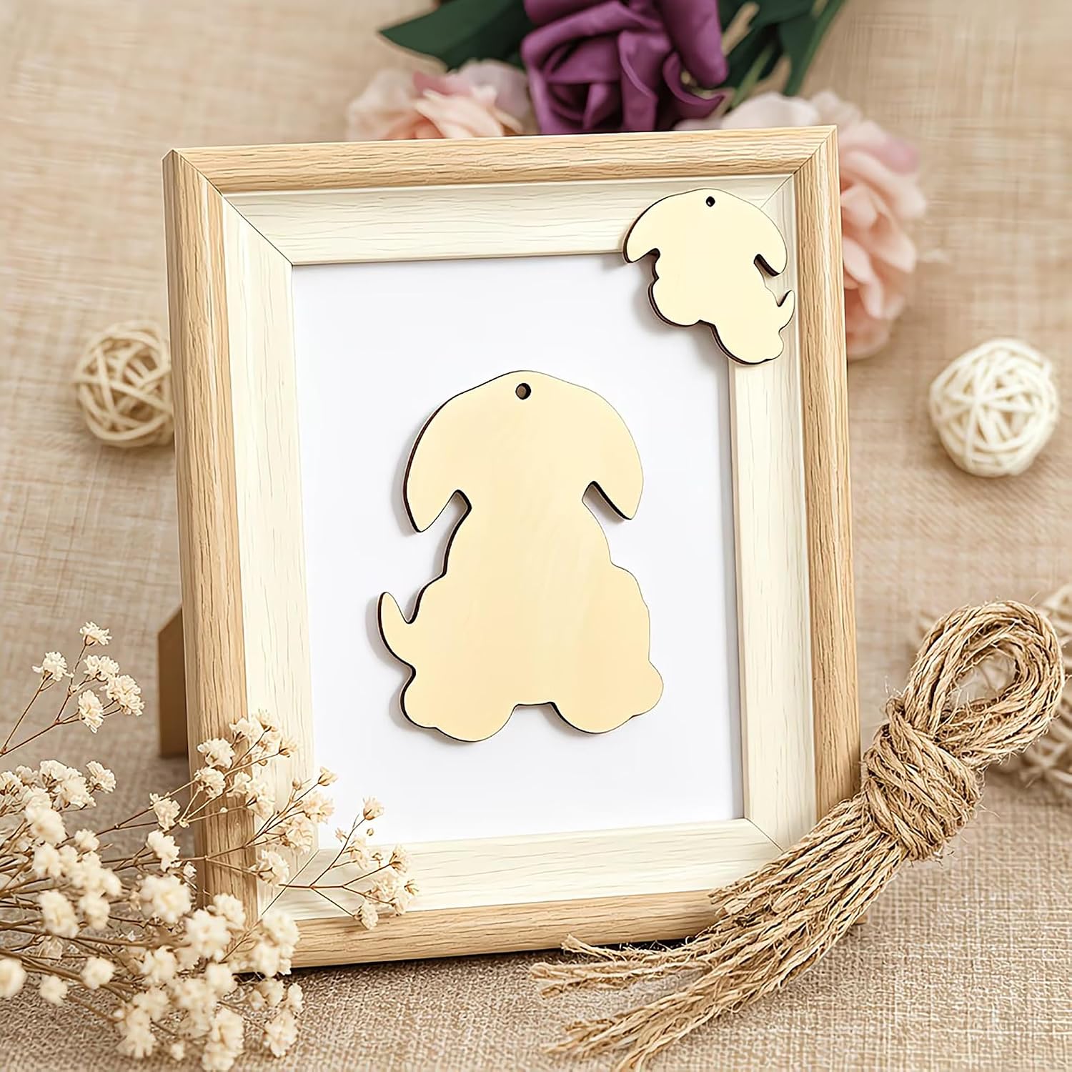 unfinished wooden puppy cutout for painting
