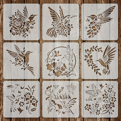 hummingbird floral stencil set for diy painting
