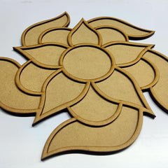 Wooden lotus flower cutout on a white background