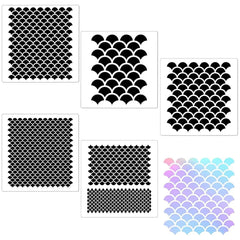 Cliths 5 Pcs Mermaid Theme Stencil Set for Kids and DIY Art Reusable Plastic Templates for Painting on Walls, Wood, Paper, Canvas, Scrapbooking, and Craft Projects