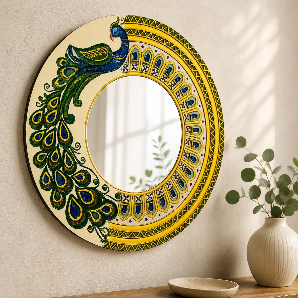 peacock mdf mirror wall art
