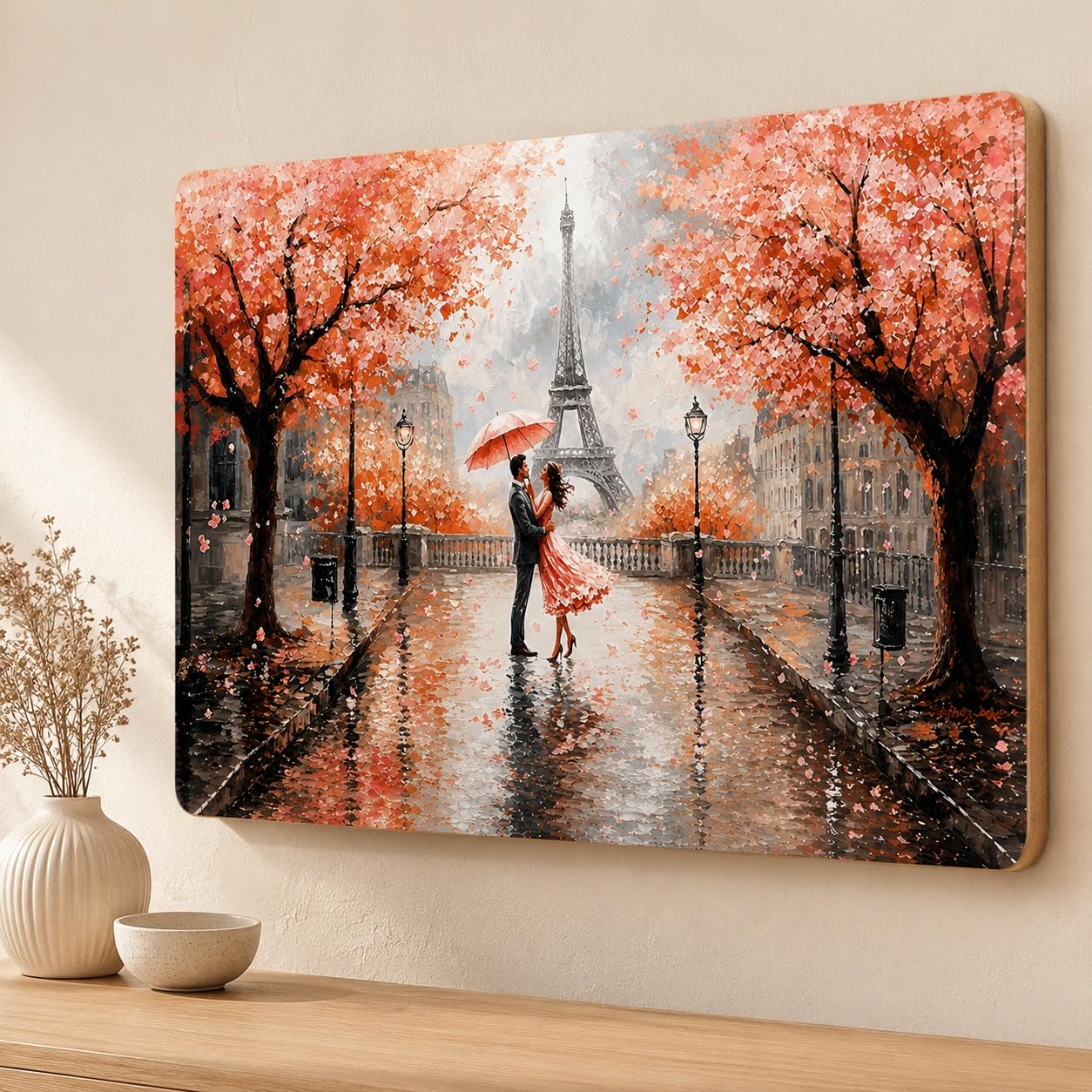 Eiffel Tower couple wall painting
