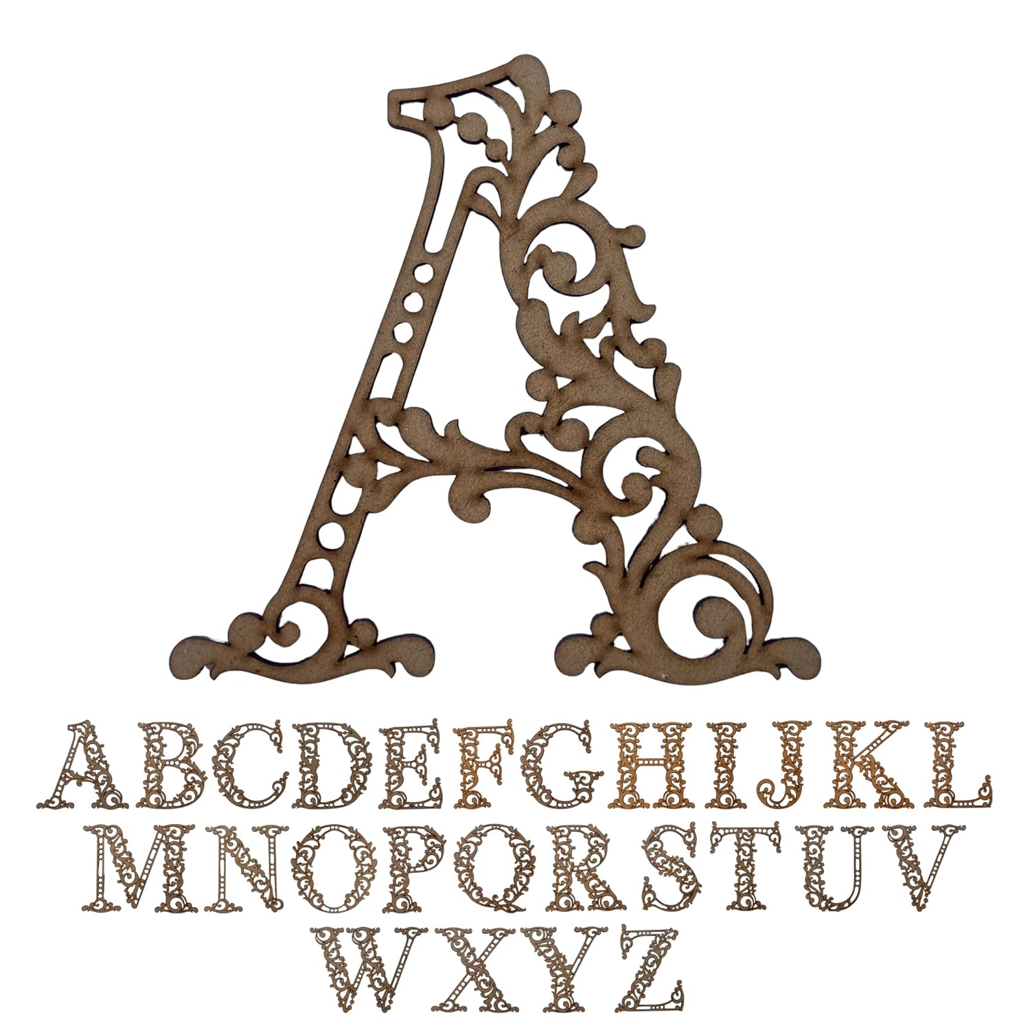 Decorative letter 'A' with a vintage style on a white background