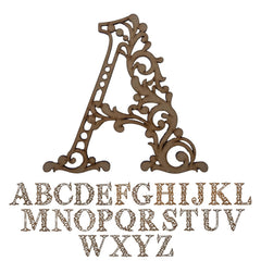 Decorative letter 'A' with a vintage style on a white background