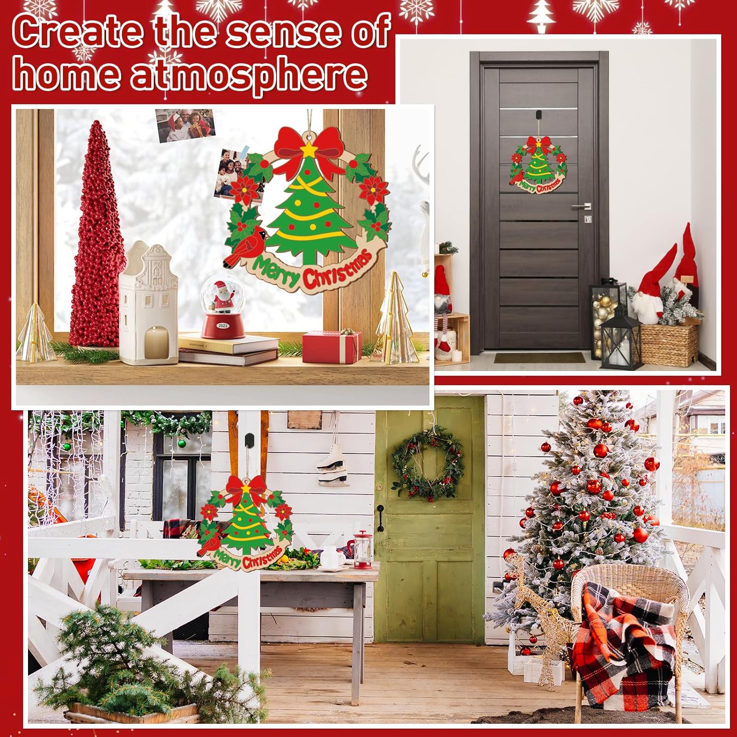 Collage of Christmas decorations creating a home atmosphere.