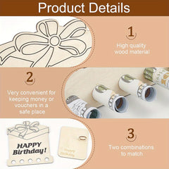 American Elm Happy Birthday Money Holder Gift Box Laser Cut MDF Display Stand Creative Cash Gift Alternative