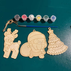 Cliths 9 Pcs Christmas Paint Kit DIY Wooden Ornaments Holiday Crafts for Kids & Family Decorations