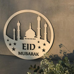 Cliths Wooden Mosque Round Decor Eid Decoration Sign Ramadan Kareem Islamic Home Decor Wall Art & Table Display