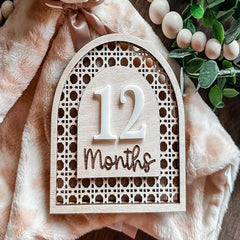 Cliths Boho Baby Milestone Cards Set 12 Month Markers with Wooden Board Photo Props Newborn Photoshoot