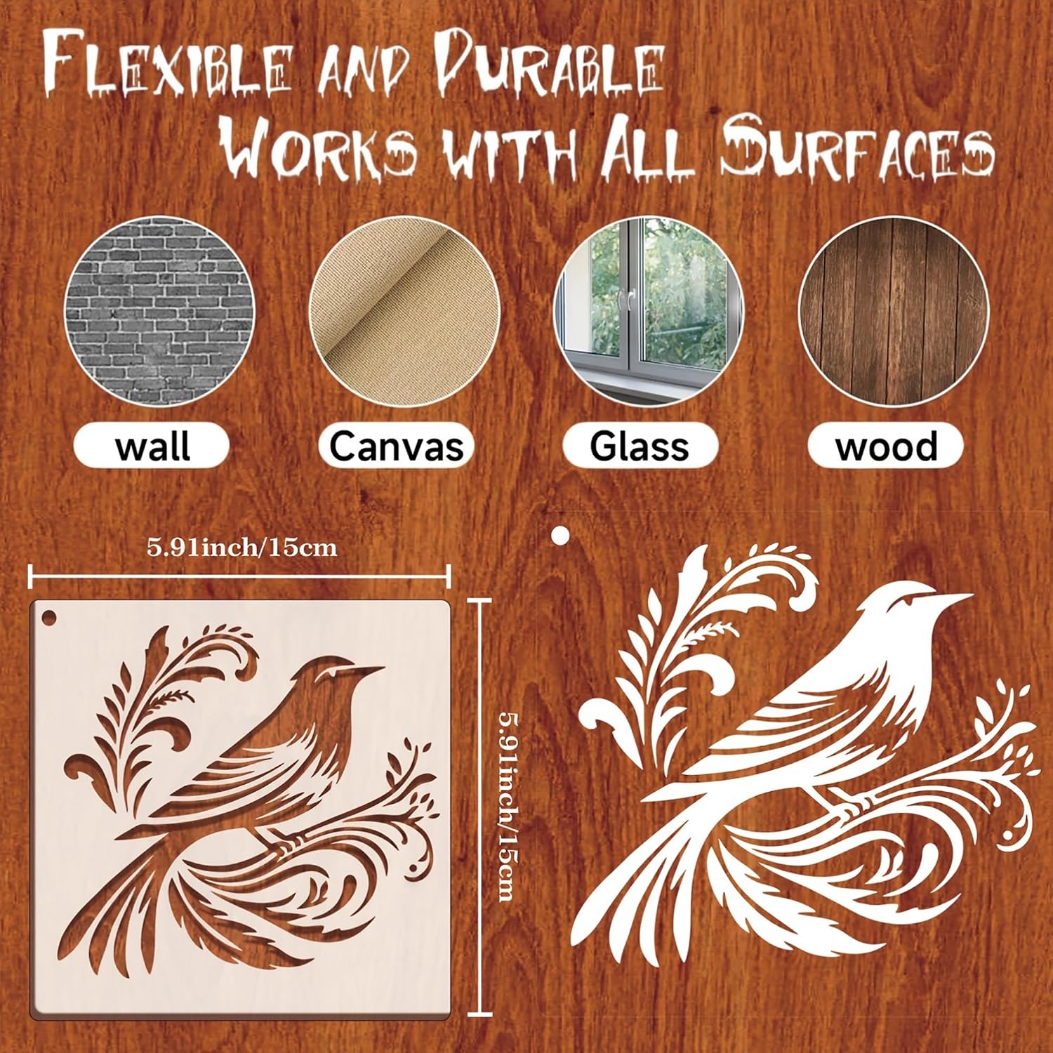 square pet plastic bird stencil