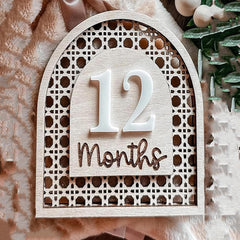 Cliths Boho Baby Milestone Cards Set 12 Month Markers with Wooden Board Photo Props Newborn Photoshoot