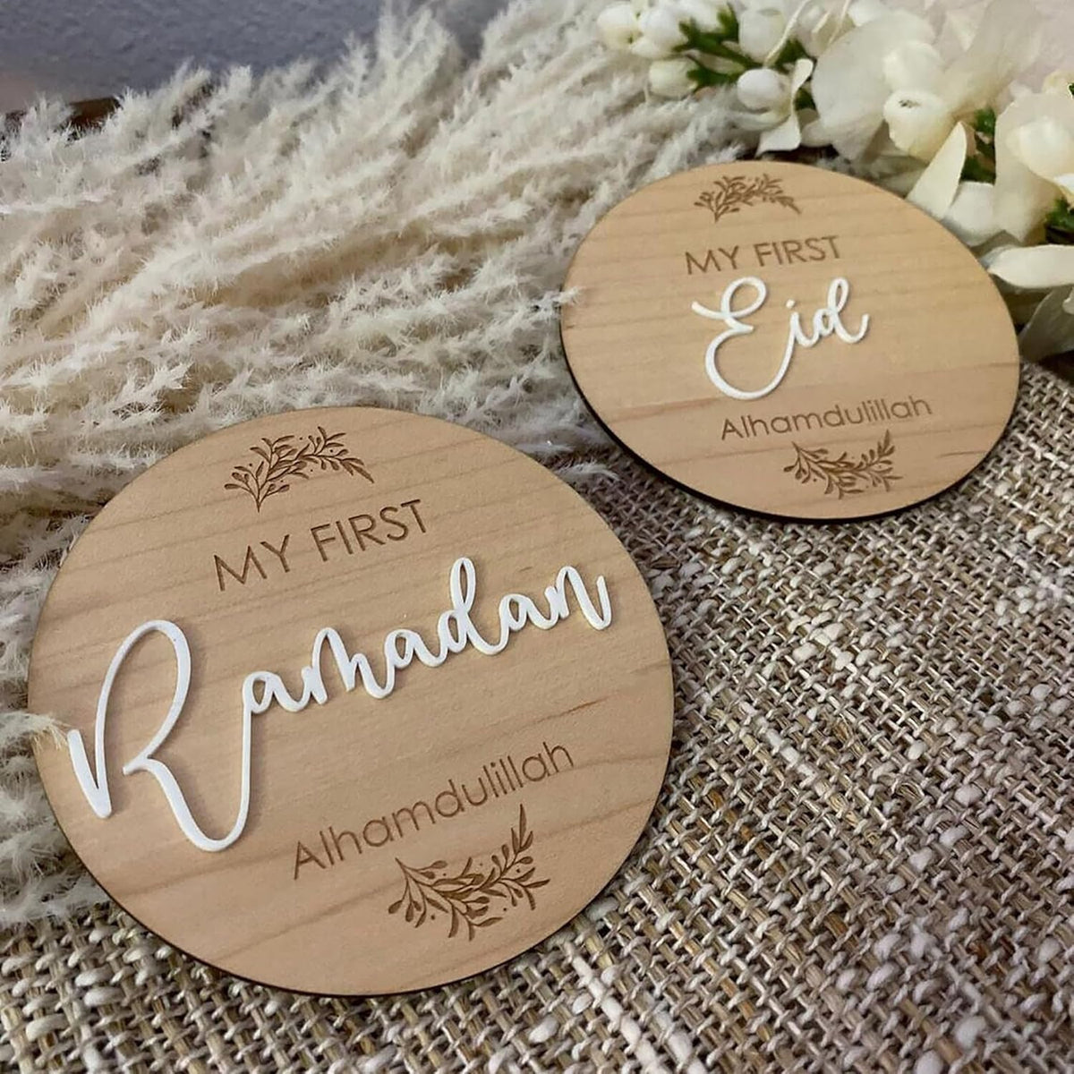 Cliths My First Ramadan & Eid Baby Milestone Plaques Islamic Photoshoot Props Newborn Celebration Decor