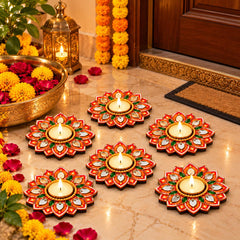 floral tealight candle holder for pooja room