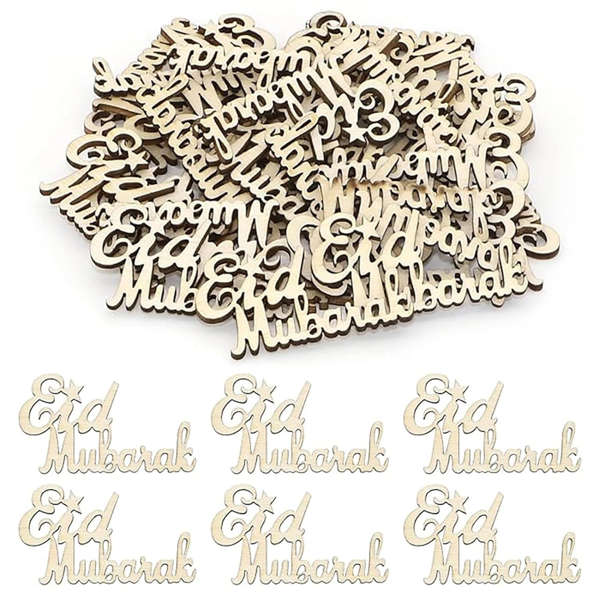 Cliths 30 Pcs Eid Mubarak Wooden Ornaments Ramadan Table Decor Islamic Home Decoration