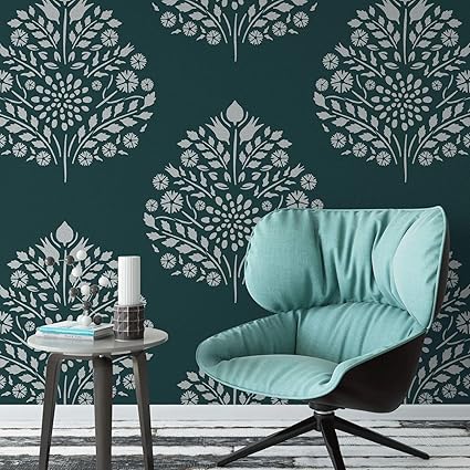 Large Wall Painting Stencil: This leaf damask stencil