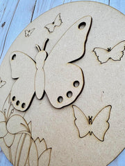 American Elm DIY Kids Paint Kit - Butterfly Flower Craft Project, Children's Art Kit, Kids Painting Kit, Creative Craft Activity, Perfect DIY Kit (8 Inch)